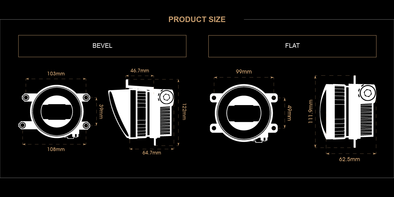 Specification of Fog Light bevel fog light