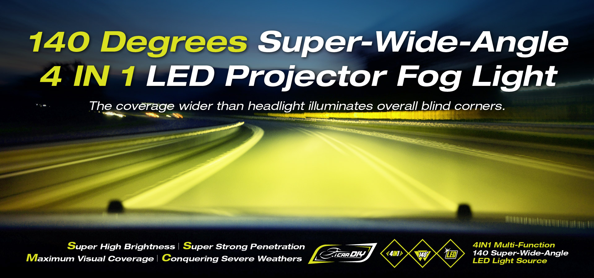 A Super Wide Angle LED Projector Fog Light